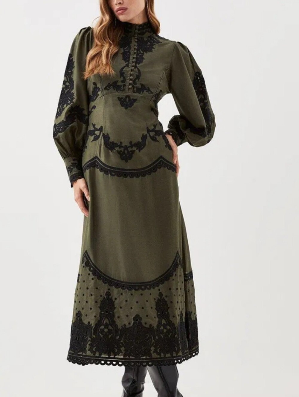 Victorian Inspired Cosplay Olive Green & Black Dress Size Small Women's Costume